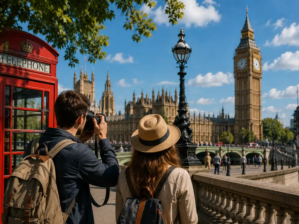 A couple photographing Big Ben