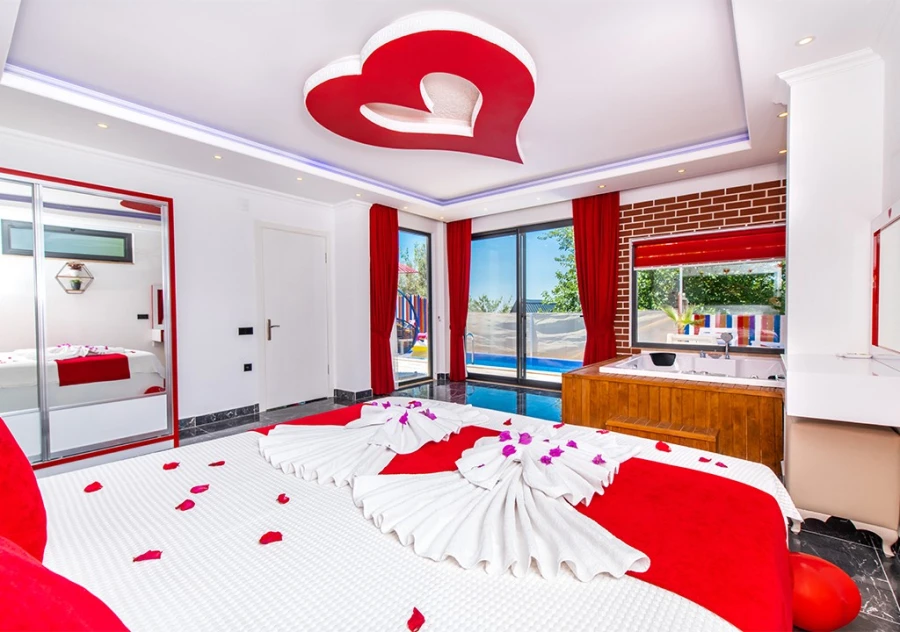 A pool with a jacuzzi villa for honeymoon couple