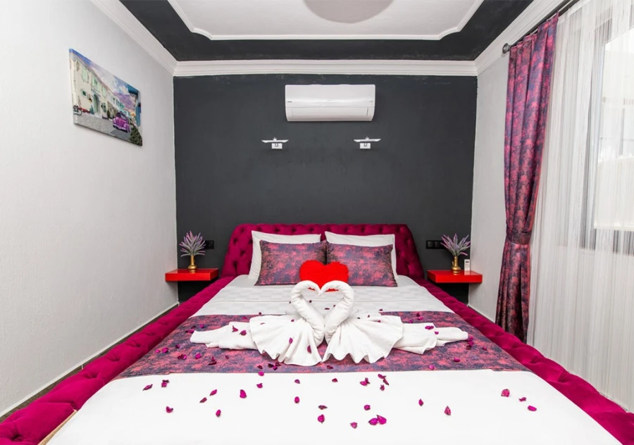 A pool villa with a jacuzzi for honeymoon couple